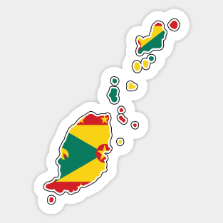 Grenada National Flag and Map Sticker